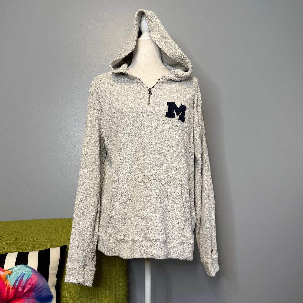UofM League University of Michigan Grey Terry Hoodie Sweatshirt